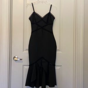 MISSGUIDED Black Bandage Fishtail Dress - Size 2
